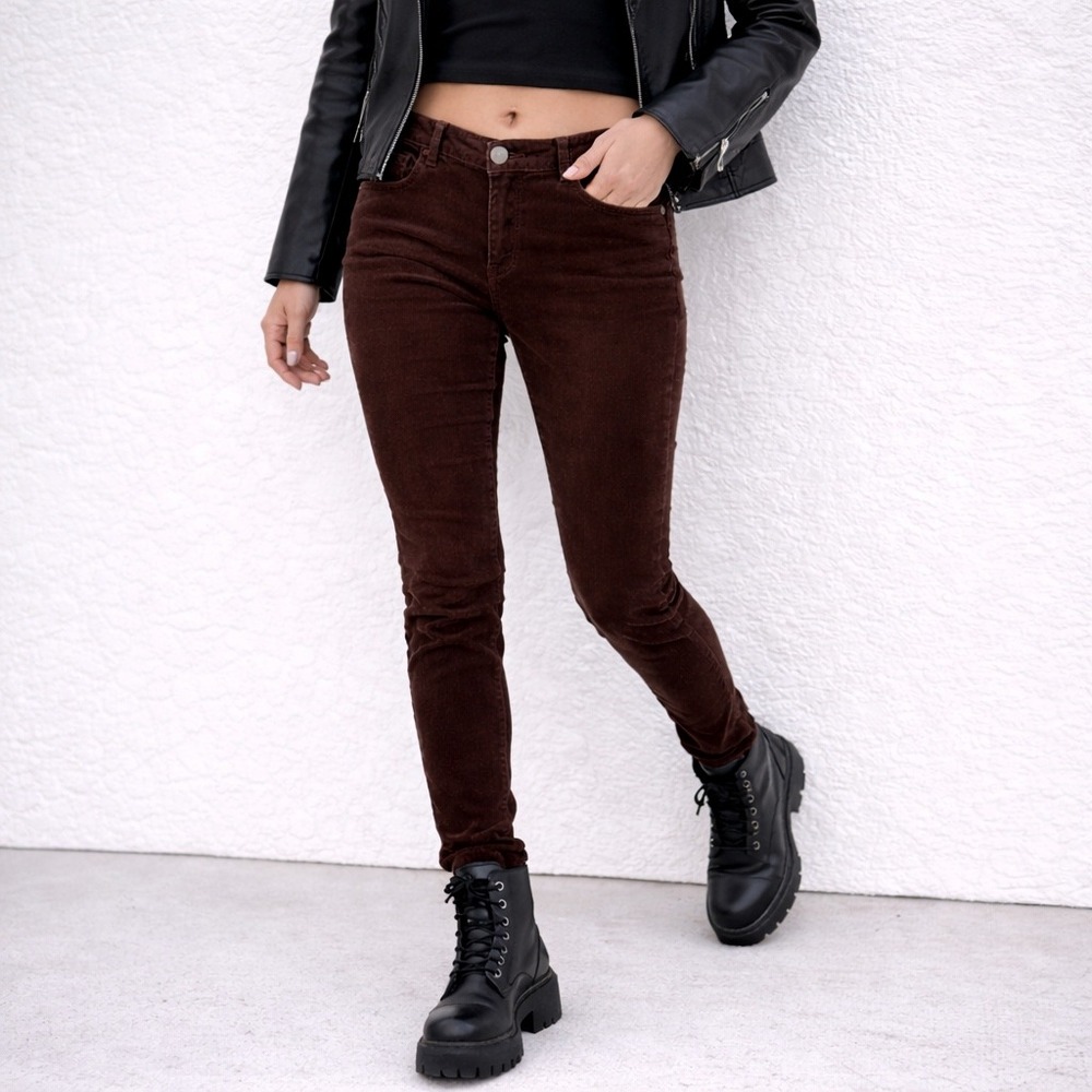 Kut From The Kloth Diana Skinny Corduroy Pants Chocolate Brown Size 16 Stretch‎